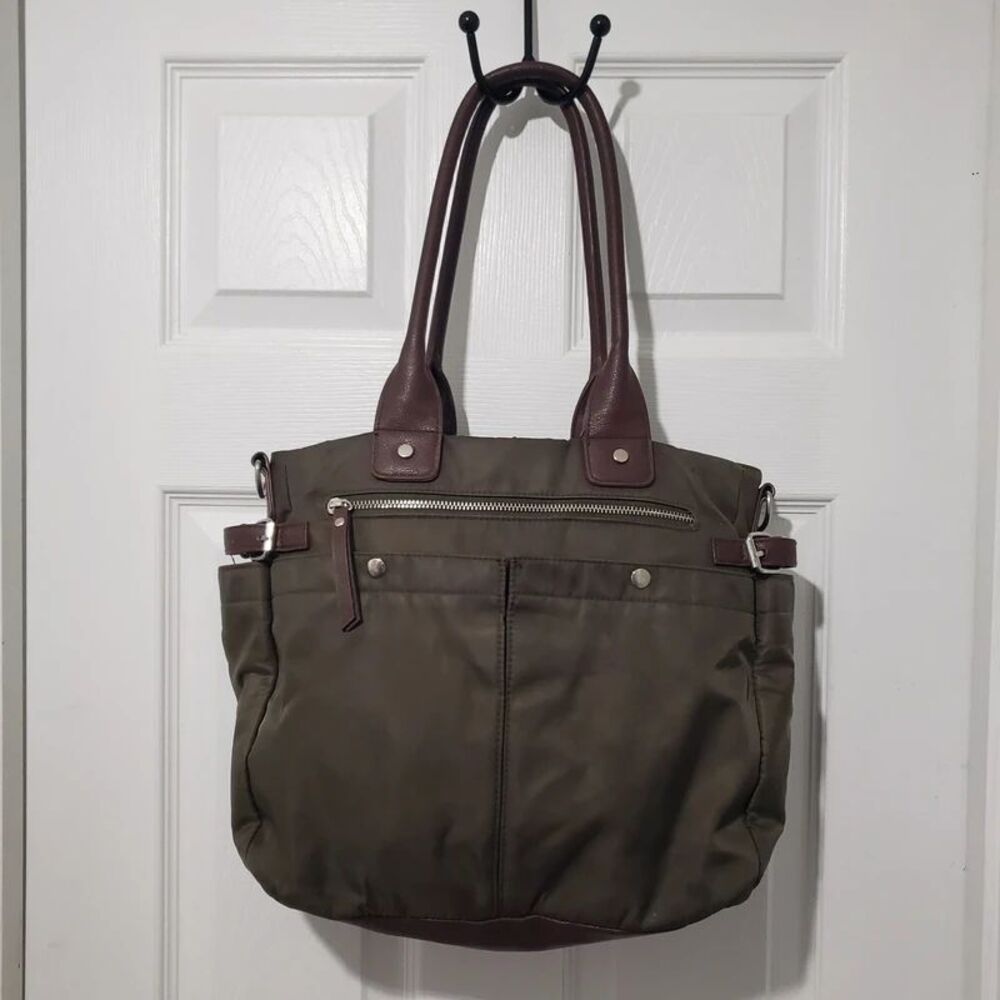 Signature | Olive Green Nylon Shoulder Tote Travel Bag | Lots of Compartments